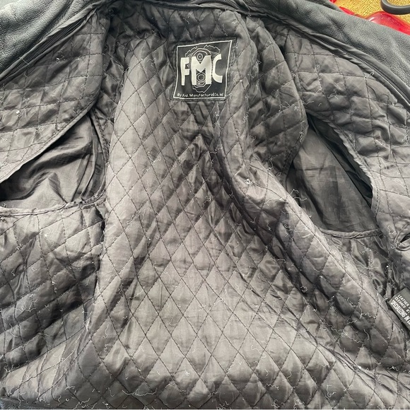 Vintage FMC Genuine 100% Leather Biker Moto Jacket 90s Black Womens Small - Picture 15 of 16